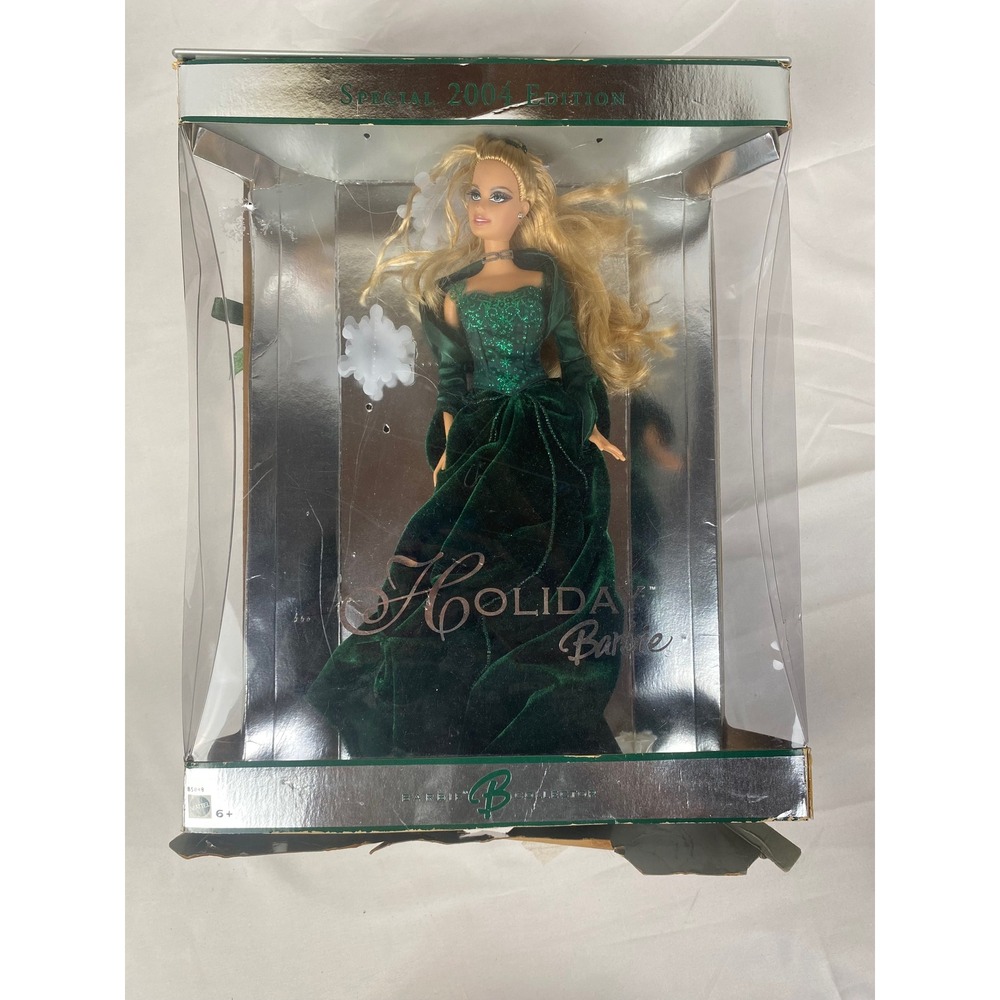 2004 Holiday Barbie Special Edition B5848 Green Velvet Gown NRFB Damaged Box